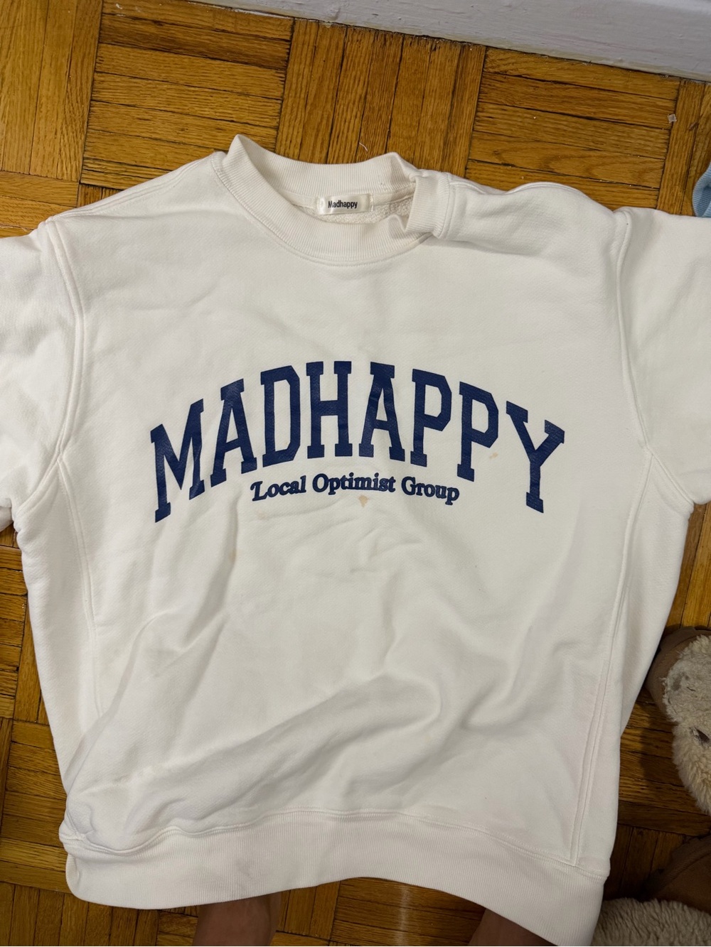 MADHAPPY White Crewneck Sweatshirt - Local Optimist Group